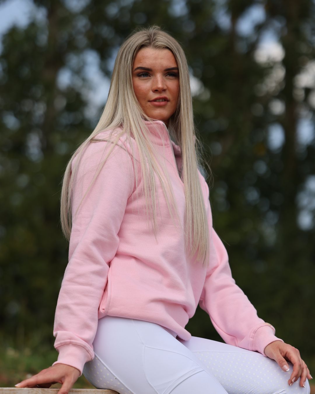 Slimbridge Quarter zip Pink with pockets