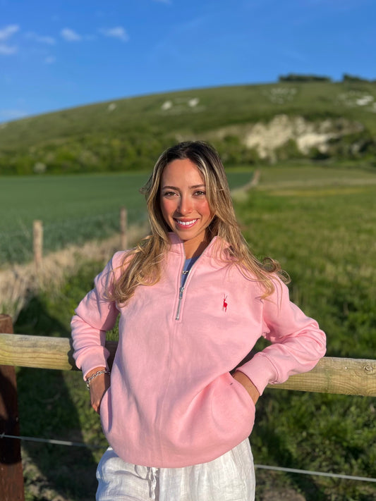 Slimbridge Quarter zip Pink with pockets